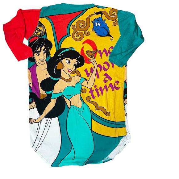 Vintage Disney Aladdin Princess Jasmine & Genie large graphic AOP sleepshirt OS - Picture 2 of 7